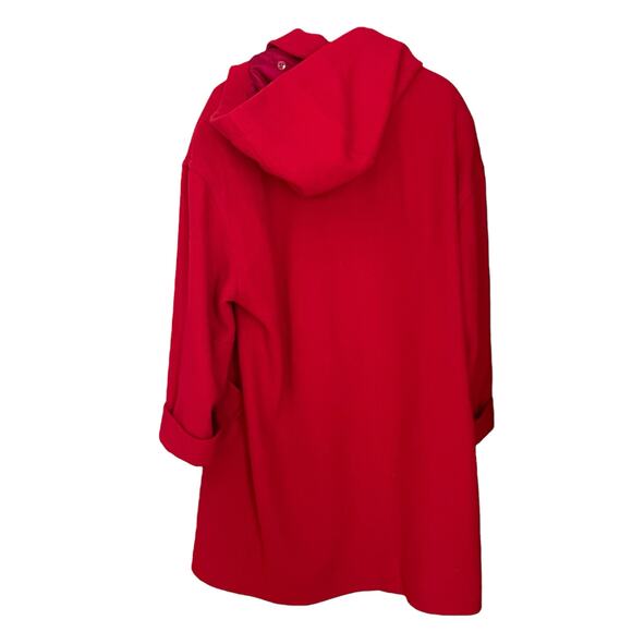 J.G. Hook Womens Size 14 Red Wool Blend Toggle Coat Hooded Red Lined Duffle Coat - Picture 3 of 14